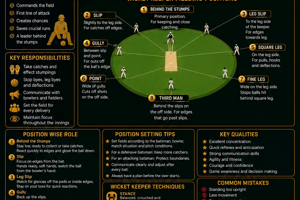 Wicketkeeper Fielding Positions: Roles, Responsibilities and Essential Skills